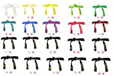 ​跆拳道级别及腰带颜色：11种颜色(黑带最厉害)
