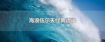 ​海浪伍尔夫经典语录