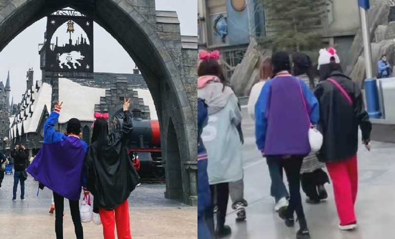 杨幂与友人现身北京游乐园（纤纤细腿曝光令网友惊叹）