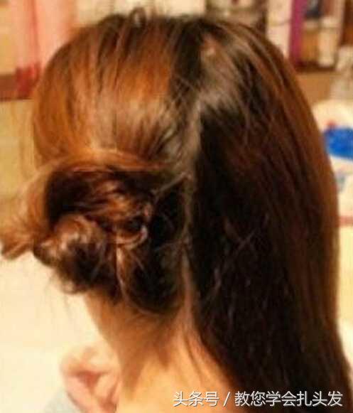 清爽又简易的优雅盘发好看到爆（朋友圈很火的一款韩式淑女侧盘发步骤图解）(4)