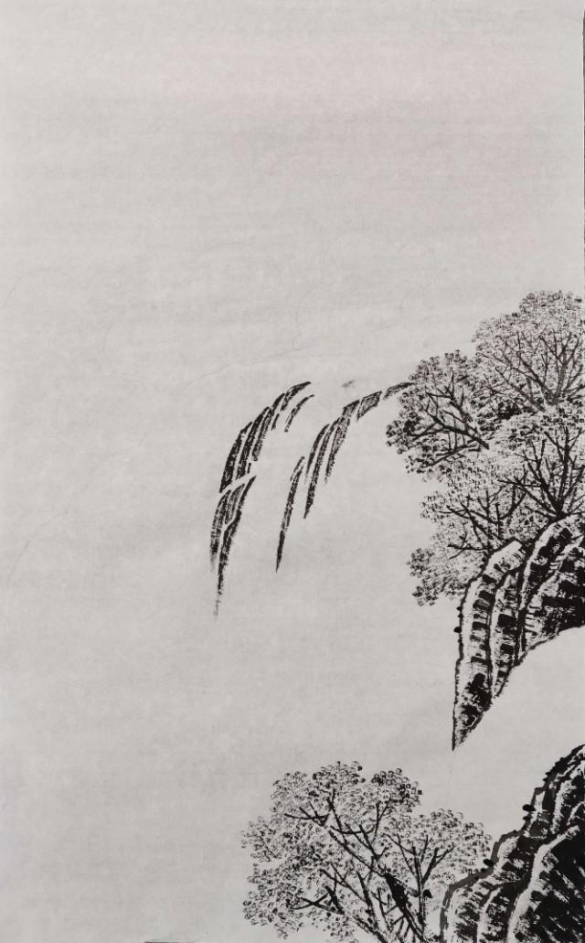 国画黄河壶口瀑布的画法（飞流直下三千尺）(11)