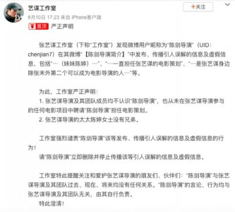 ​张艺谋工作室打假！陈某以大舅子自居、担任《英雄》等电影策划皆虚假信息