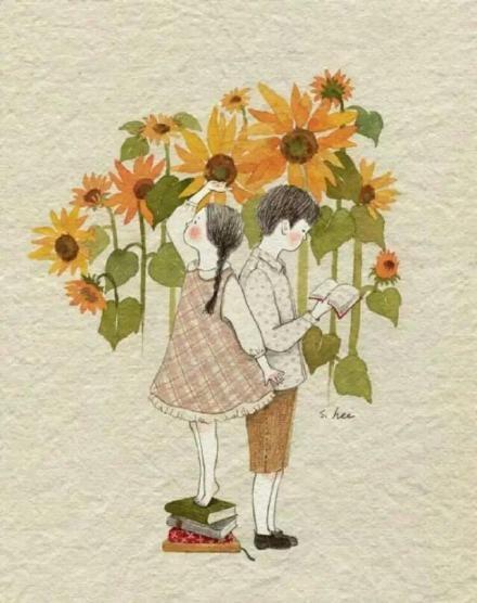 森系手绘插画清新人物图片唯美