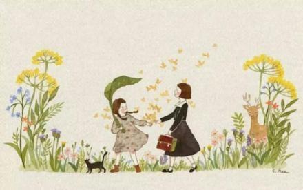 森系手绘插画清新人物图片唯美