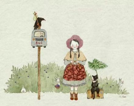 森系手绘插画清新人物图片唯美