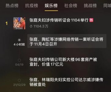 ​张庭传销案最终处理结果将公示！涉案金额恐超百亿，陶虹榜上有名
