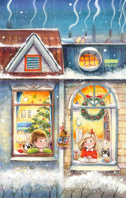 充满童趣的彩铅手绘儿童插画，丰富的色彩，温暖的画面，太治愈了