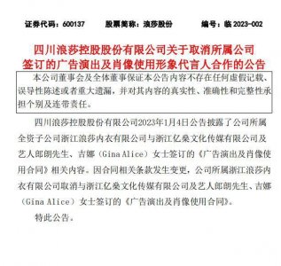 ​郎朗吉娜代言一日游？浪莎回应：代言并未终止